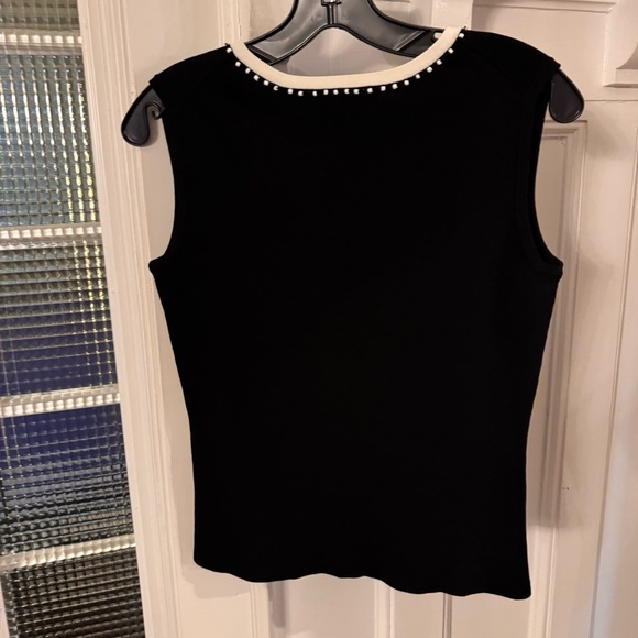 Vertigo Paris Black w/ White trim Beaded tank / tunic  top size large NEW - Picture 9 of 10